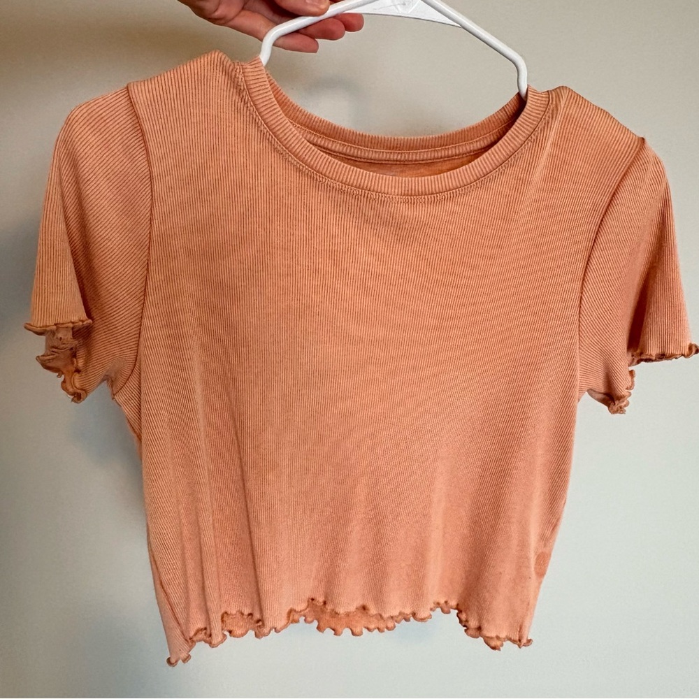 Aerie Apricot Ruffle Edge Crop Top